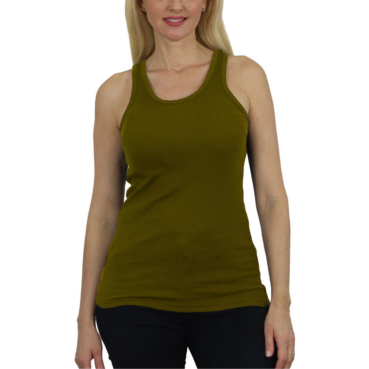 Women's Ribbed Tank Top - Soft Cotton Blend, Regular Fit, Gym & Lounge Wear