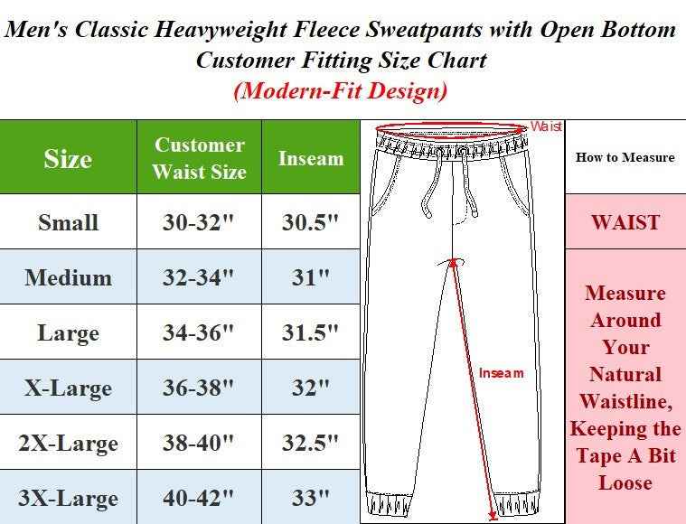 Men's Classic Heavyweight Fleece Sweatpants with Open Bottom (S-3XL) - Free Ship