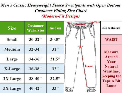 Men's Classic Heavyweight Fleece Sweatpants with Open Bottom (S-3XL) - Free Ship