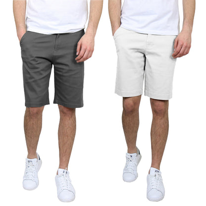 Men's 5-Pocket Flat-Front Stretch Twill Chino Short 2 PACK (Size 30-42)