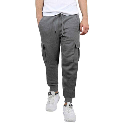 Mens Fleece Lined Active Jogger Cargo Sweatpants Pants Lounge Gym S M L XL 2XL