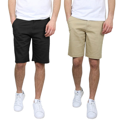 Men's 5-Pocket Flat-Front Stretch Twill Chino Short 2 PACK (Size 30-42)