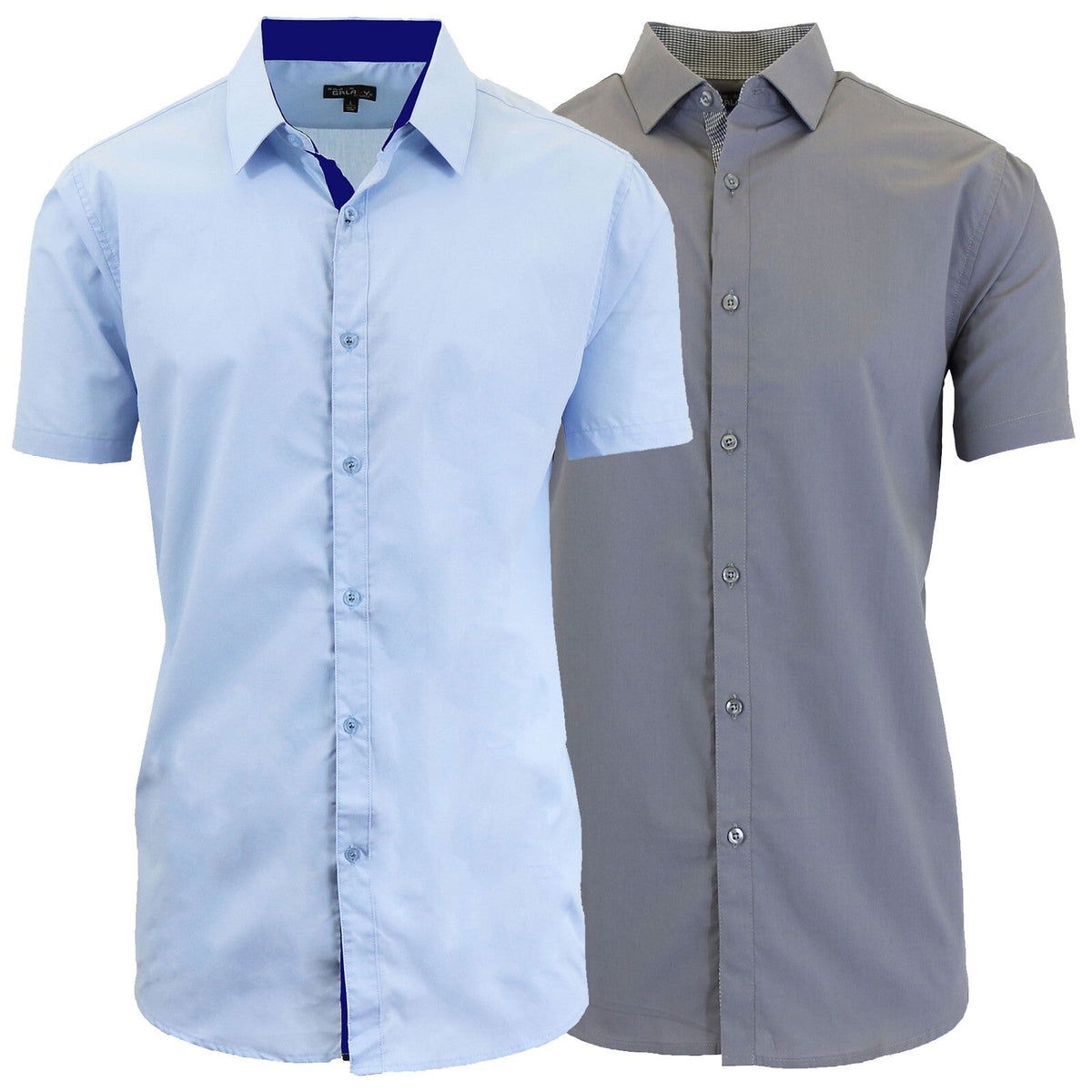 Men's Short Sleeve Dress Button Down Causal Shirt Fancy Solid Slim Fit 2 PACK NEW