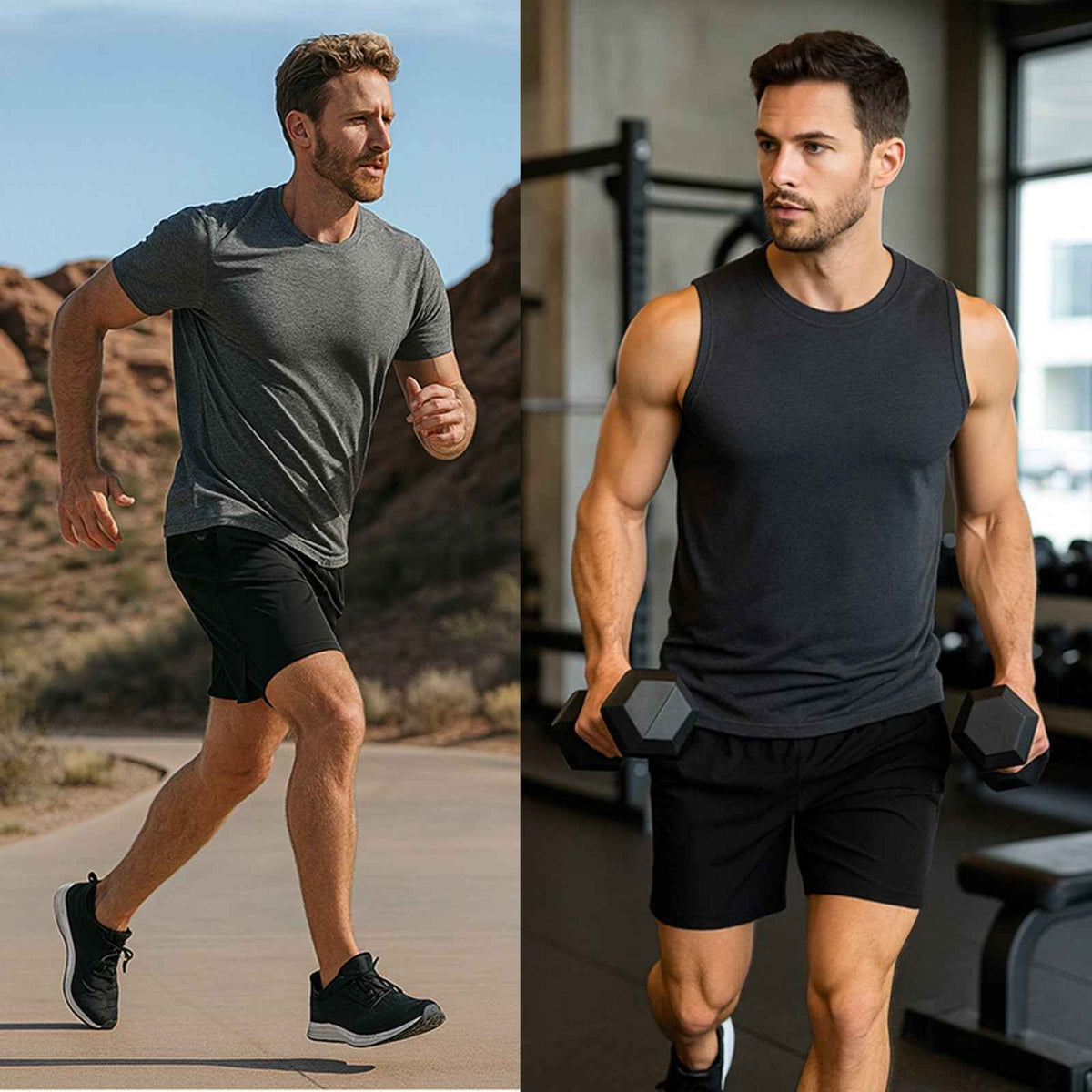 3-Pack Men's 2-in-1 Running Shorts Quick Dry Stretch Athletic Gym Workout Shorts