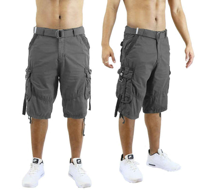 Mens Vintage Cargo Utility Shorts Includes belt Perfect for Camping and Hiking