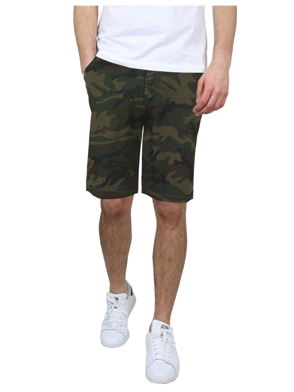 Men's Flat Front Shorts Uniform Work School Lounge Casual Twill 12-14" Inseam