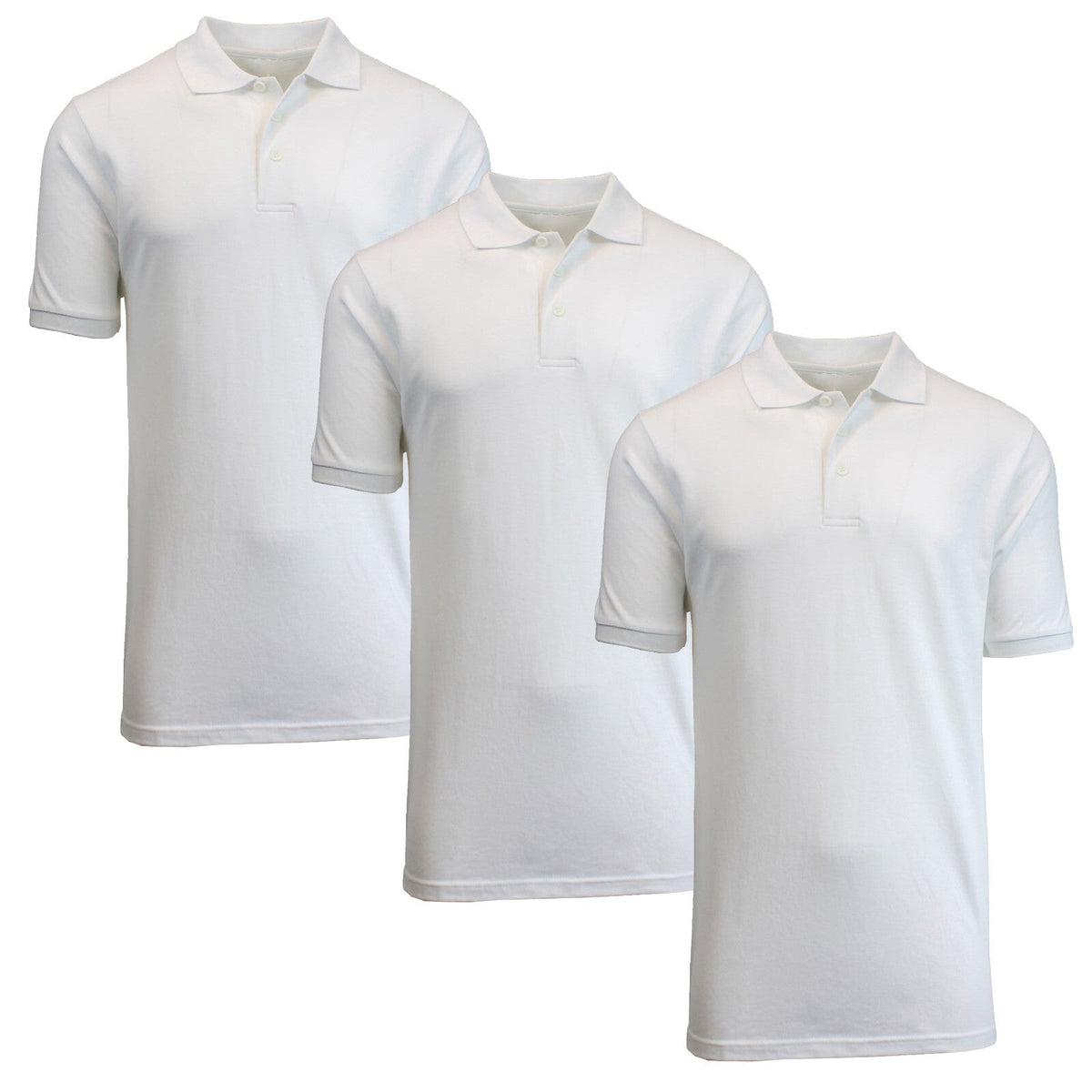 3 Pack - Men's Pique Polo Shirt - Uniform - Lounge- Casual