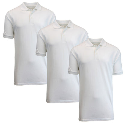 3 Pack - Men's Pique Polo Shirt - Uniform - Lounge- Casual