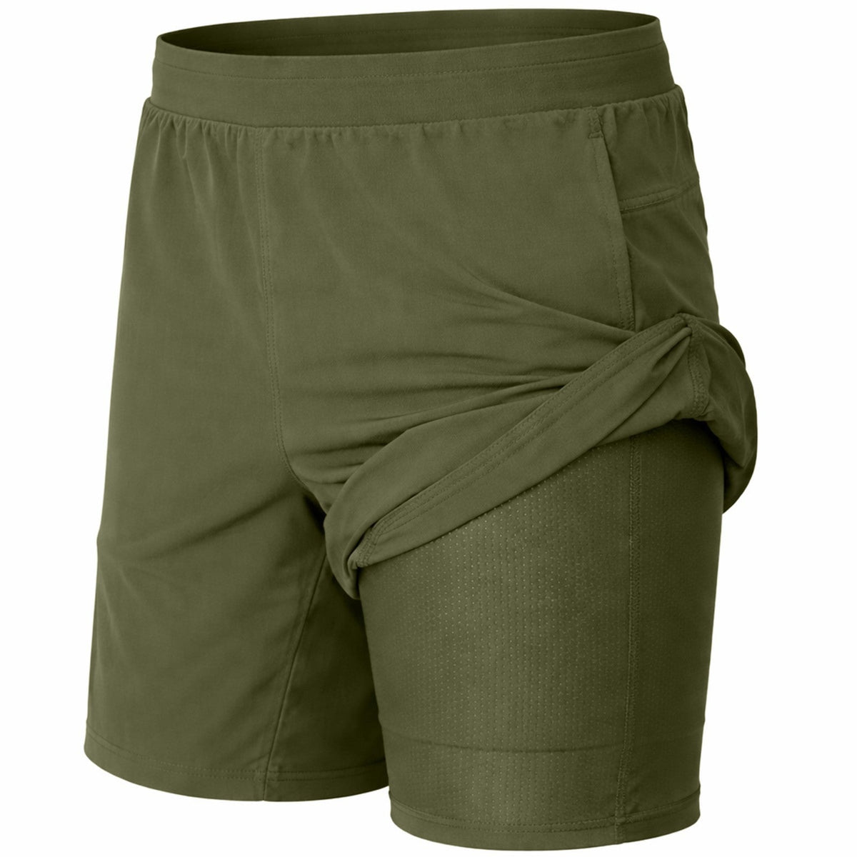 Men's 2-in-1 Running Shorts Quick Dry Stretch Athletic Gym Workout Shorts