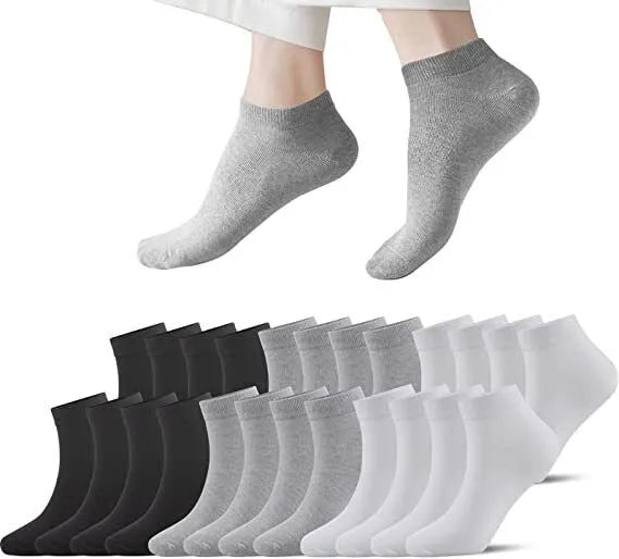 Ankle Socks Unisex Classic Premium Cotton Mens Womens Solid Low Cut Size 9-13 - PremiumBrandGoods