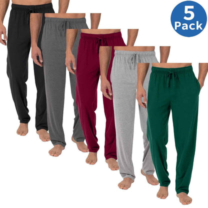 5-Pack Men' Lounge Pants Sleep Gym Active Pajama Sweatpants Soft Jogger Slim