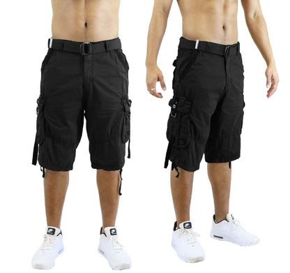 Mens Vintage Cargo Utility Shorts Includes belt Perfect for Camping and Hiking
