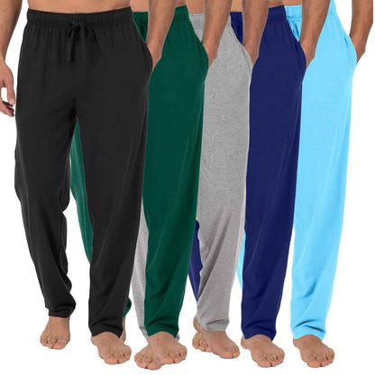 5-Pack Men' Lounge Pants Sleep Gym Active Pajama Sweatpants Soft Jogger Slim