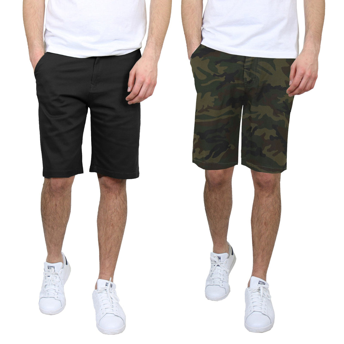 Men's 5-Pocket Flat-Front Stretch Twill Chino Short 2 PACK (Size 30-42)