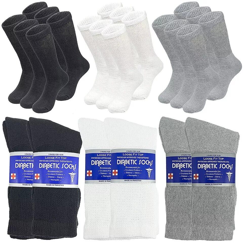 Wholesale Bulk Mens Diabetic Crew Socks Health Circulatory Size 9-11,10-13,13-15 - PremiumBrandGoods