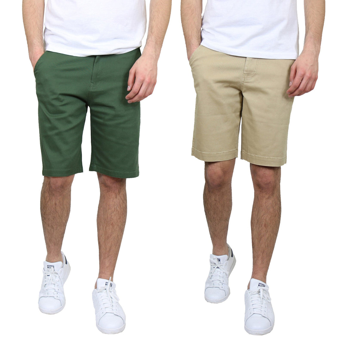 Men's 5-Pocket Flat-Front Stretch Twill Chino Short 2 PACK (Size 30-42)