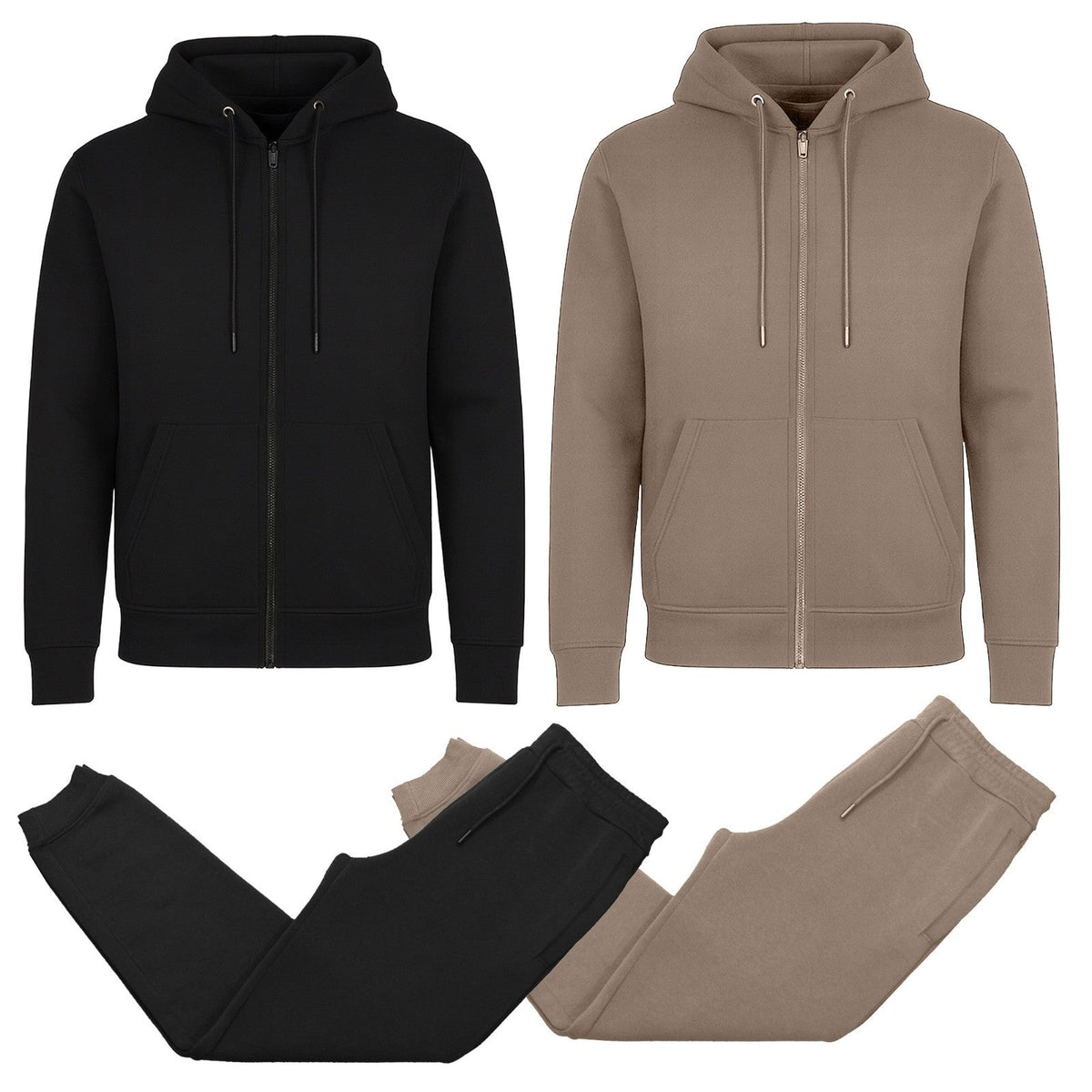 Men’s 4-Piece Fleece-Lined Full Zip Hoodie & Jogger Set – (S–3XL)