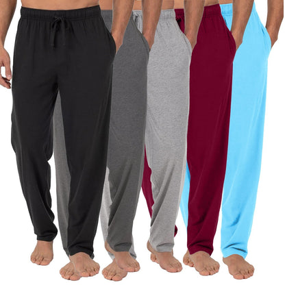 5-Pack Men' Lounge Pants Sleep Gym Active Pajama Sweatpants Soft Jogger Slim