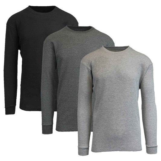 Men's Long Sleeve Waffle Thermal Shirt Tee -Crew Neck Layering Color & Size NEW