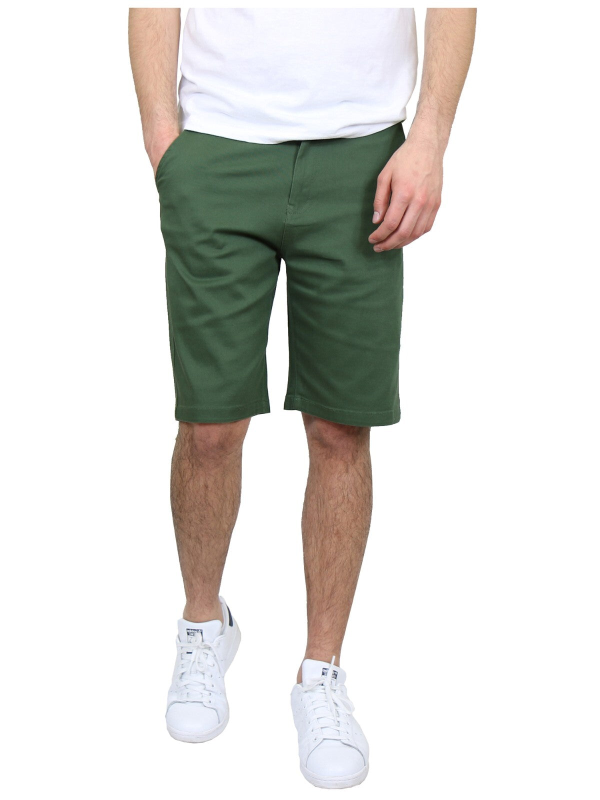 Men's Flat Front Shorts Uniform Work School Lounge Casual Twill 12-14" Inseam