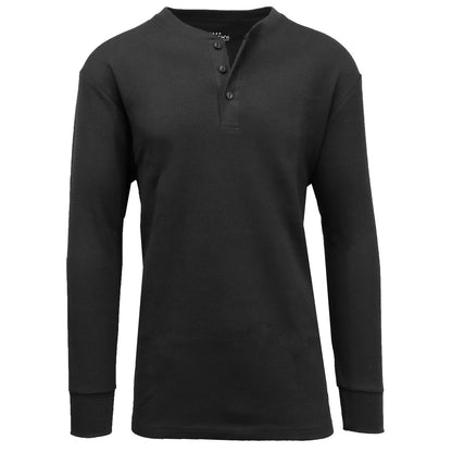 Men's Long Sleeve 3 Button Henley Waffle Knit Thermal Undershirt Tee