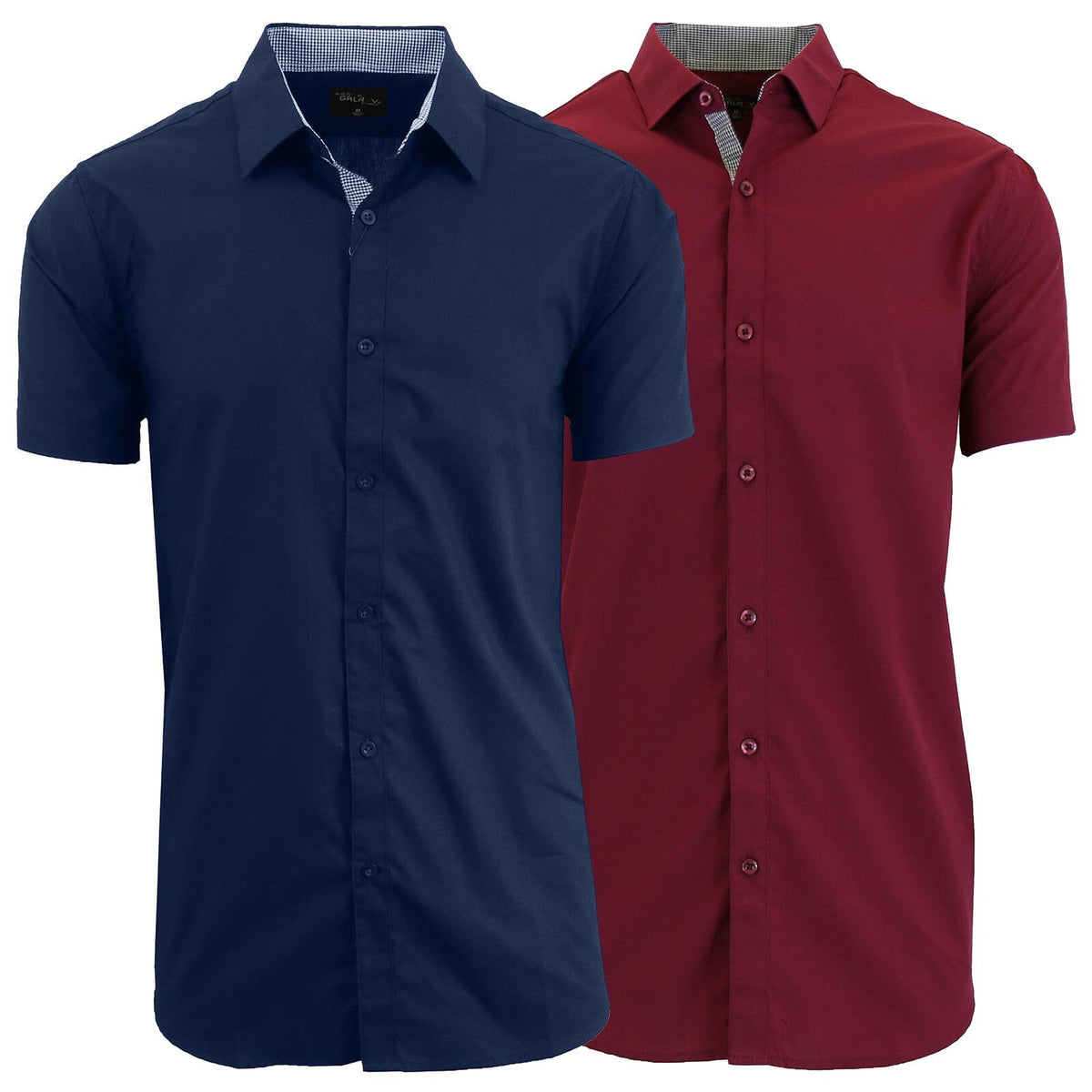 Men's Short Sleeve Dress Button Down Causal Shirt Fancy Solid Slim Fit 2 PACK NEW