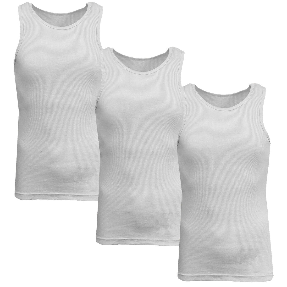 Men's 3 Pack Ribbed Tank Top Shirts Muscle Sleeveless Gym Beach Undershirt