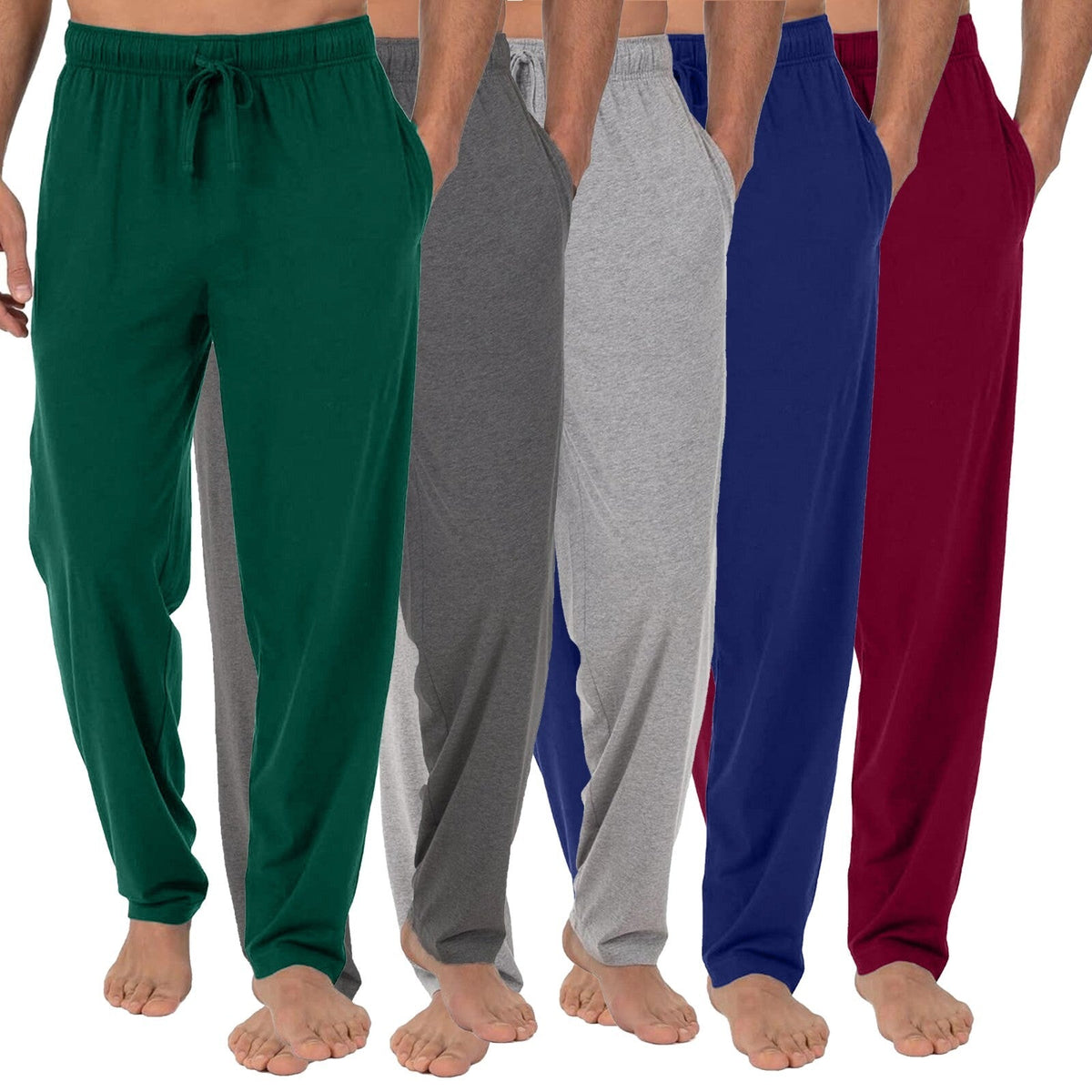 5-Pack Men' Lounge Pants Sleep Gym Active Pajama Sweatpants Soft Jogger Slim