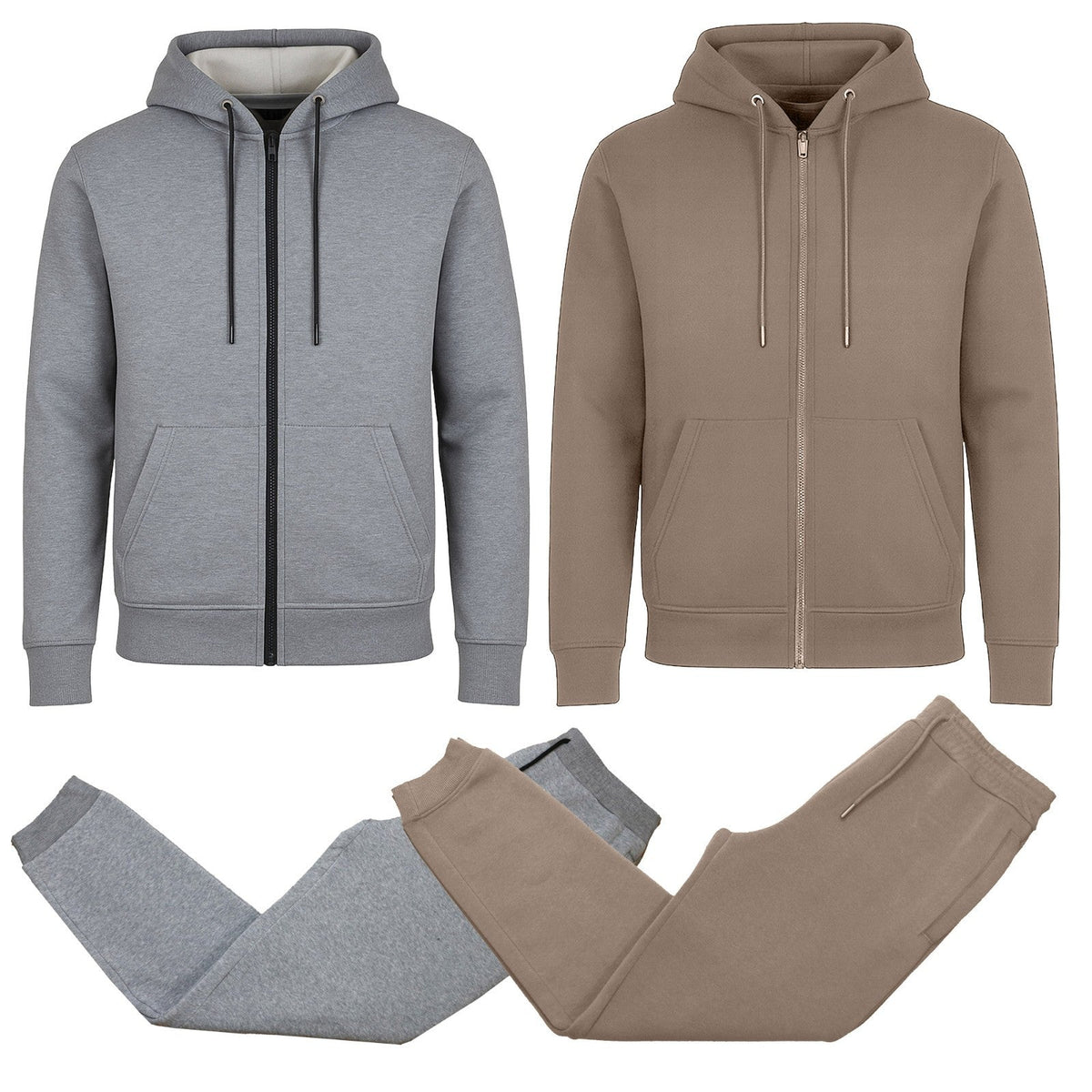 Men’s 4-Piece Fleece-Lined Full Zip Hoodie & Jogger Set – (S–3XL)