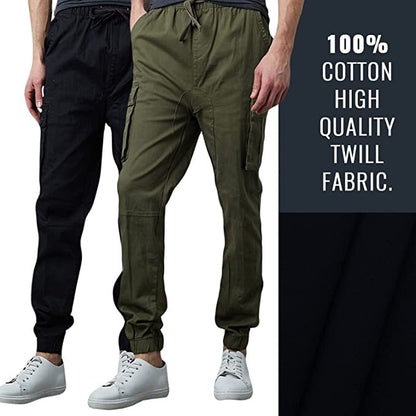 Men's Cargo Jogger Pants Sweatpants Cotton Twill Combat Stretch Active Trousers