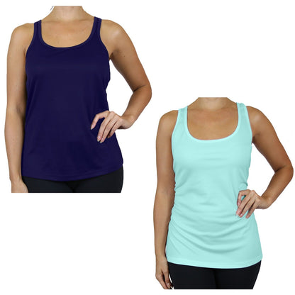 Women's Moisture-Wicking Sport Racerback Tank Tops Shirt 2 PACK(S-3XL)