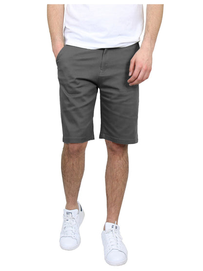 Men's Flat Front Shorts Uniform Work School Lounge Casual Twill 12-14" Inseam