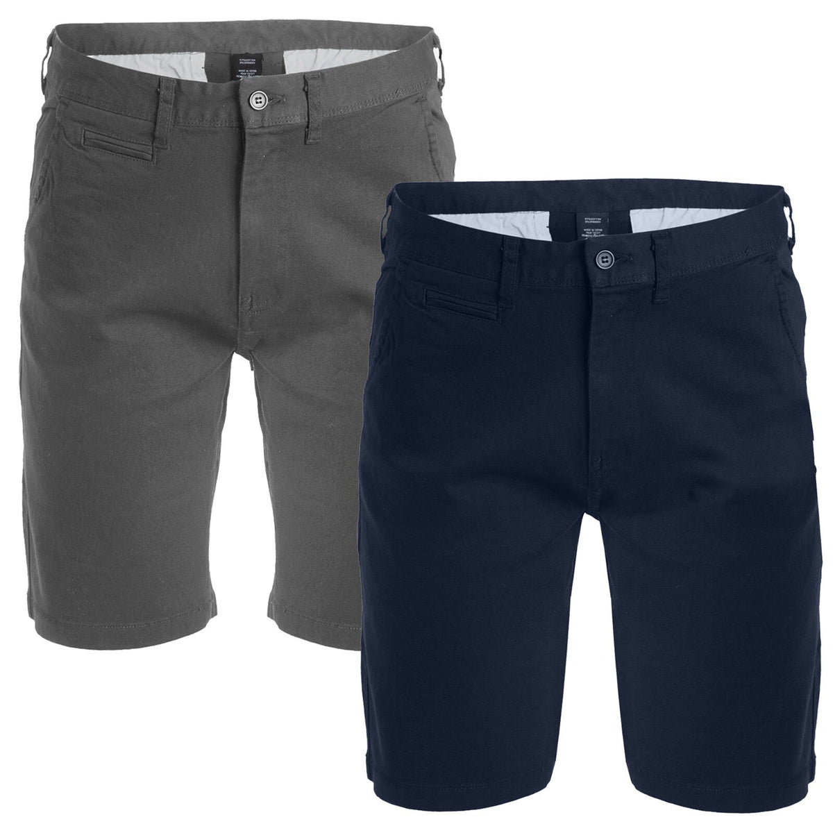 Men's Cotton Flex Stretch Button Closure Chino Shorts (Sizes 30-42) NEW 2-PACK