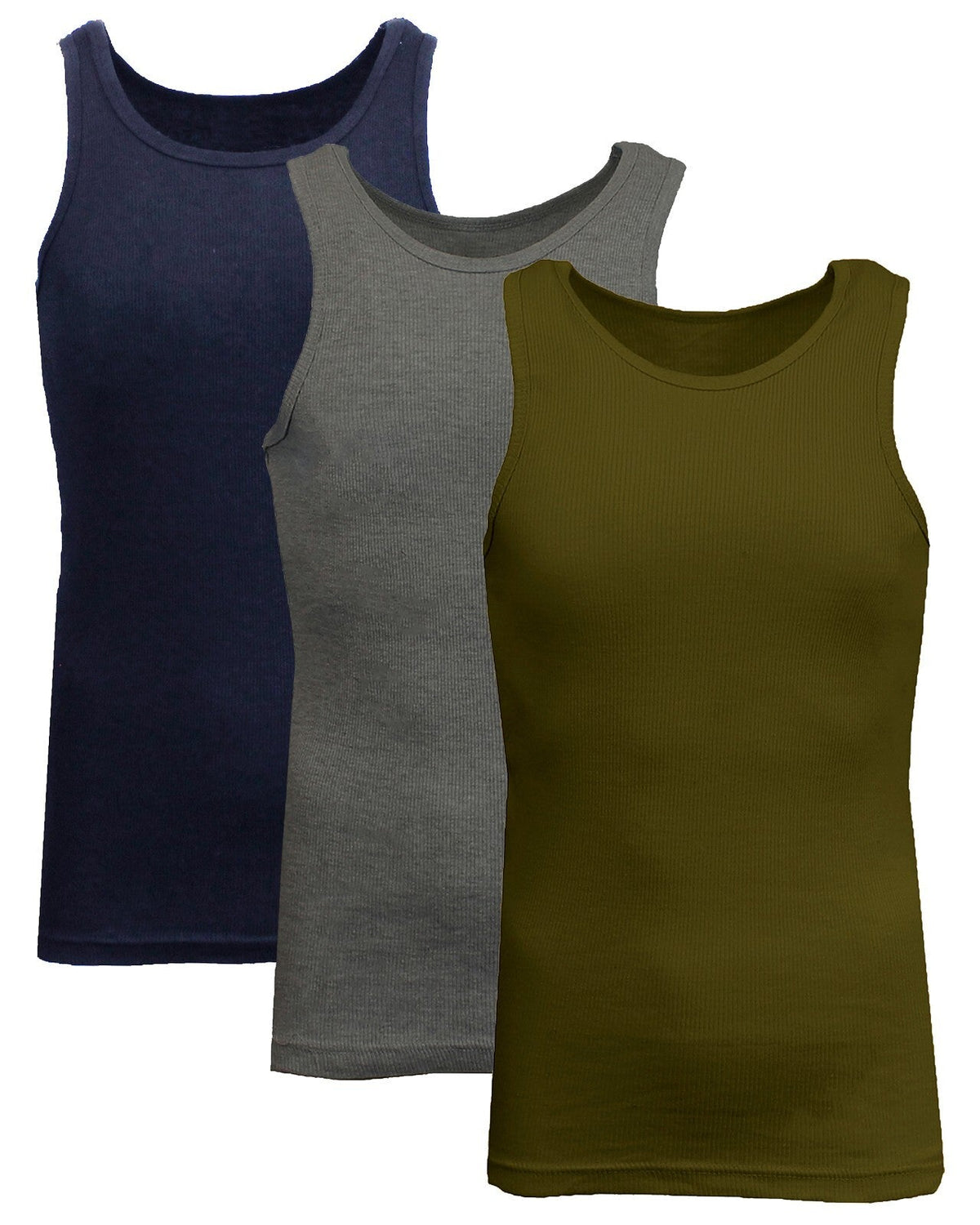 Men's 3 Pack Ribbed Tank Top Shirts Muscle Sleeveless Gym Beach Undershirt