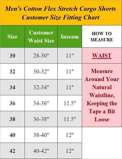 3-Pack Men's Cotton Flex Stretch Cargo Shorts W/o Belt