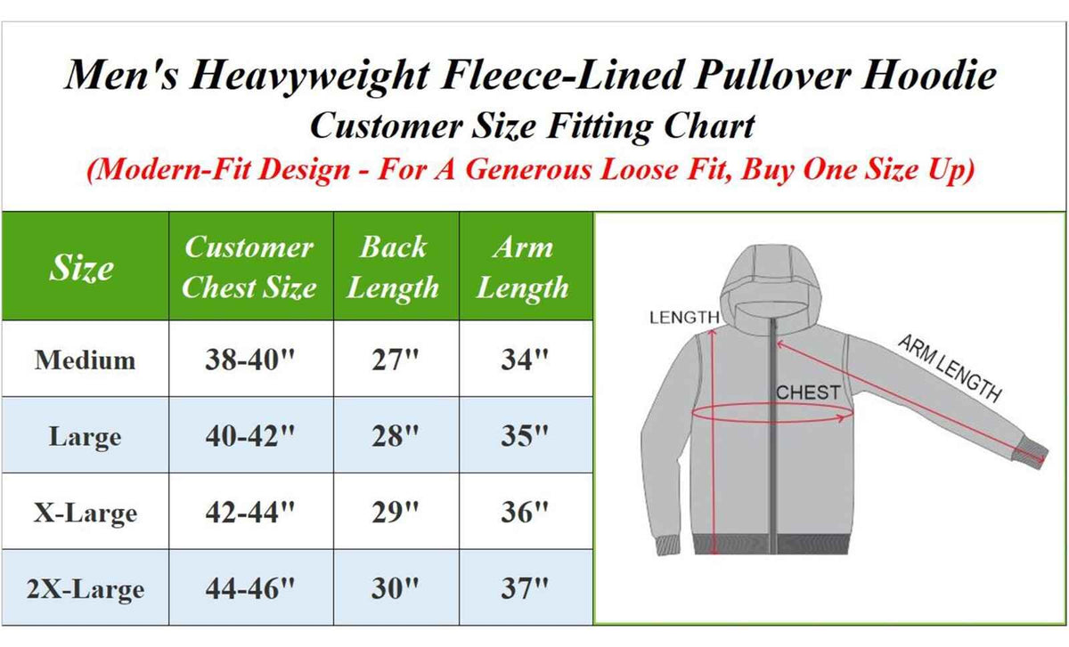 Men's Heavyweight Premium Fabric Fleece Lined Pullover Hoodie (S-2XL) FREE SHIP