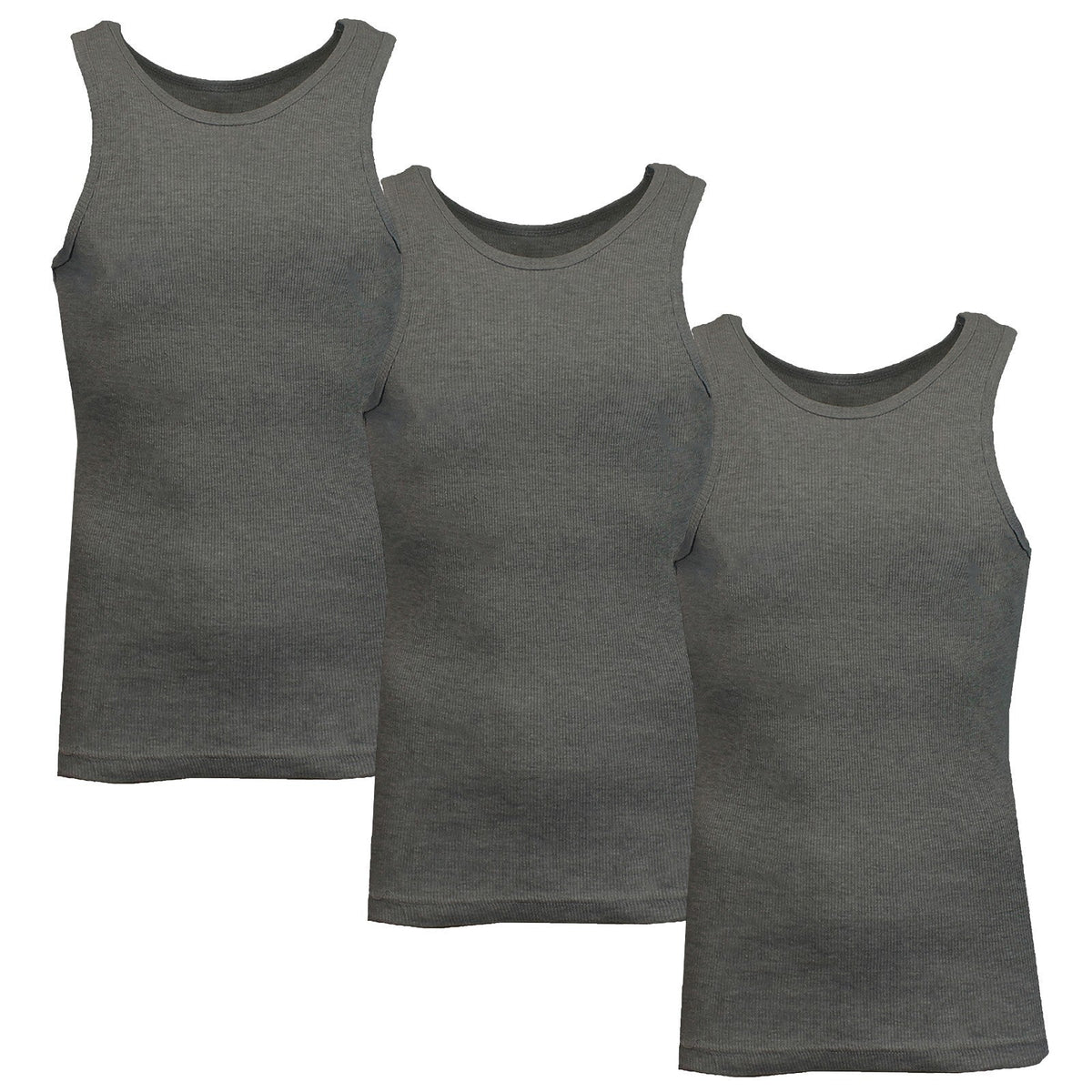 Men's 3 Pack Ribbed Tank Top Shirts Muscle Sleeveless Gym Beach Undershirt