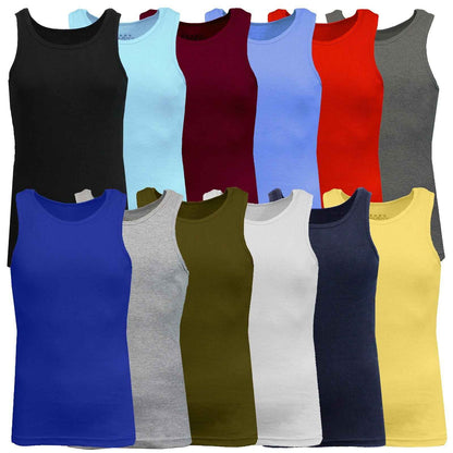 Men's 3 Pack Ribbed Tank Top Shirts Muscle Sleeveless Gym Beach Undershirt NWT