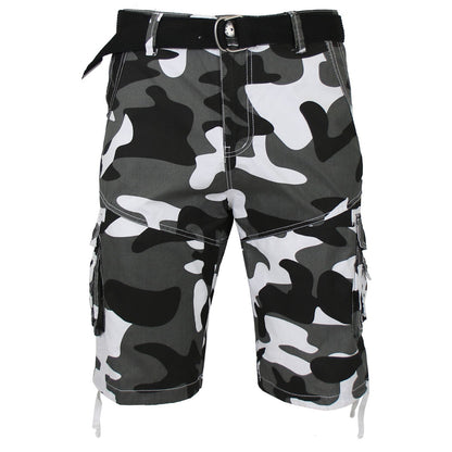 Men's Distressed Washed Cotton Cargo Shorts With Belt (Size 30-42) NEW