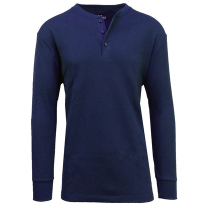 Men's Long Sleeve 3 Button Henley Waffle Knit Thermal Undershirt Tee