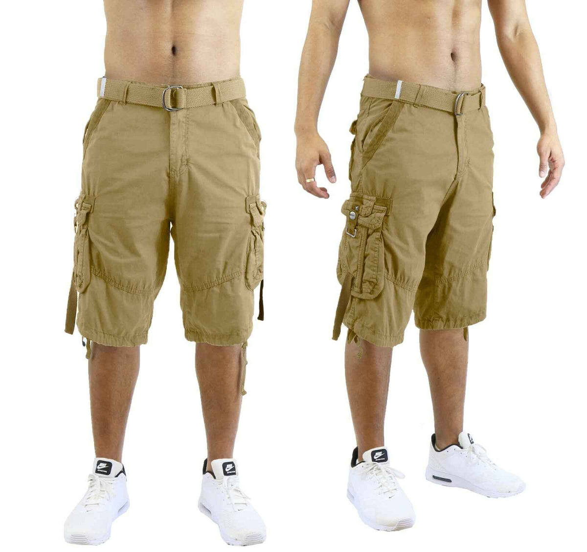 Mens Vintage Cargo Utility Shorts Includes belt Perfect for Camping and Hiking