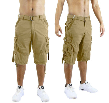 Mens Vintage Cargo Utility Shorts Includes belt Perfect for Camping and Hiking
