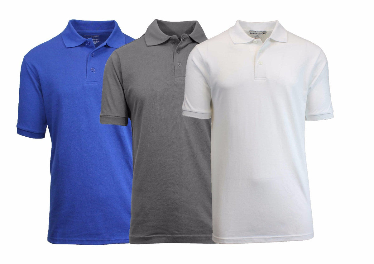 3 Pack - Men's Pique Polo Shirt - Uniform - Lounge- Casual