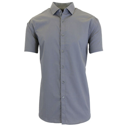 Men's Short Sleeve Solid Dress Shirt Slim Fit Button Down Casual (S-5XL)