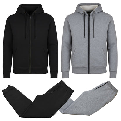 Men’s 4-Piece Fleece-Lined Full Zip Hoodie & Jogger Set – (S–3XL)