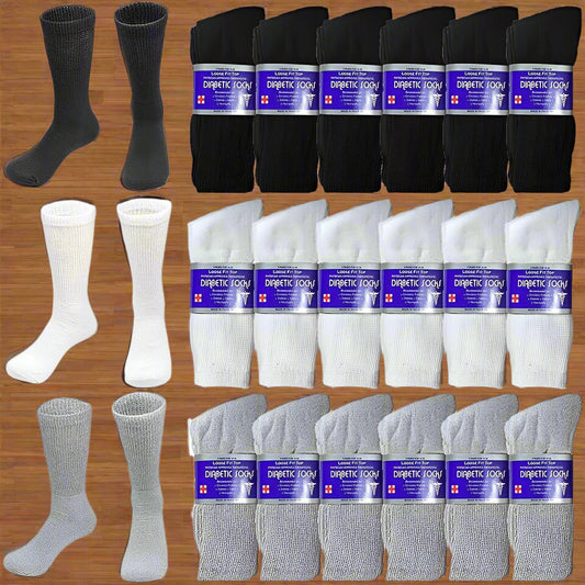 Wholesale Bulk Mens Diabetic Crew Socks Health Circulatory Size 9-11,10-13,13-15 - PremiumBrandGoods