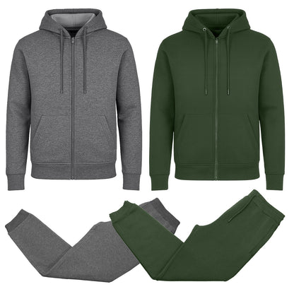 Men’s 4-Piece Fleece-Lined Full Zip Hoodie & Jogger Set – (S–3XL)