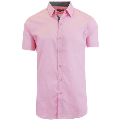 Mens Short Sleeve Solid Dress Shirt Slim Fit Button Down Casual NWT (S-5XL)