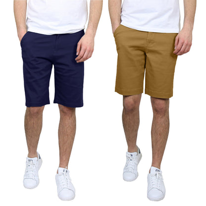 Men's 5-Pocket Flat-Front Stretch Twill Chino Short 2 PACK (Size 30-42)