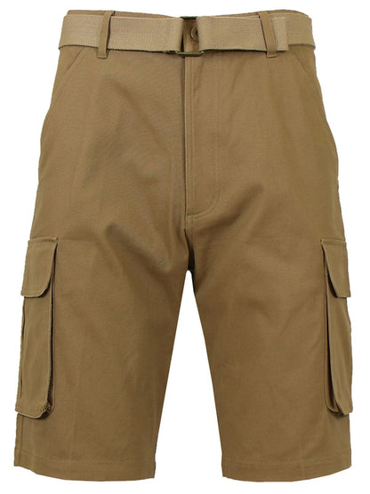 Men's Cotton Flex Stretch Cargo Shorts With Belt Lounge Summer Colors 30-42